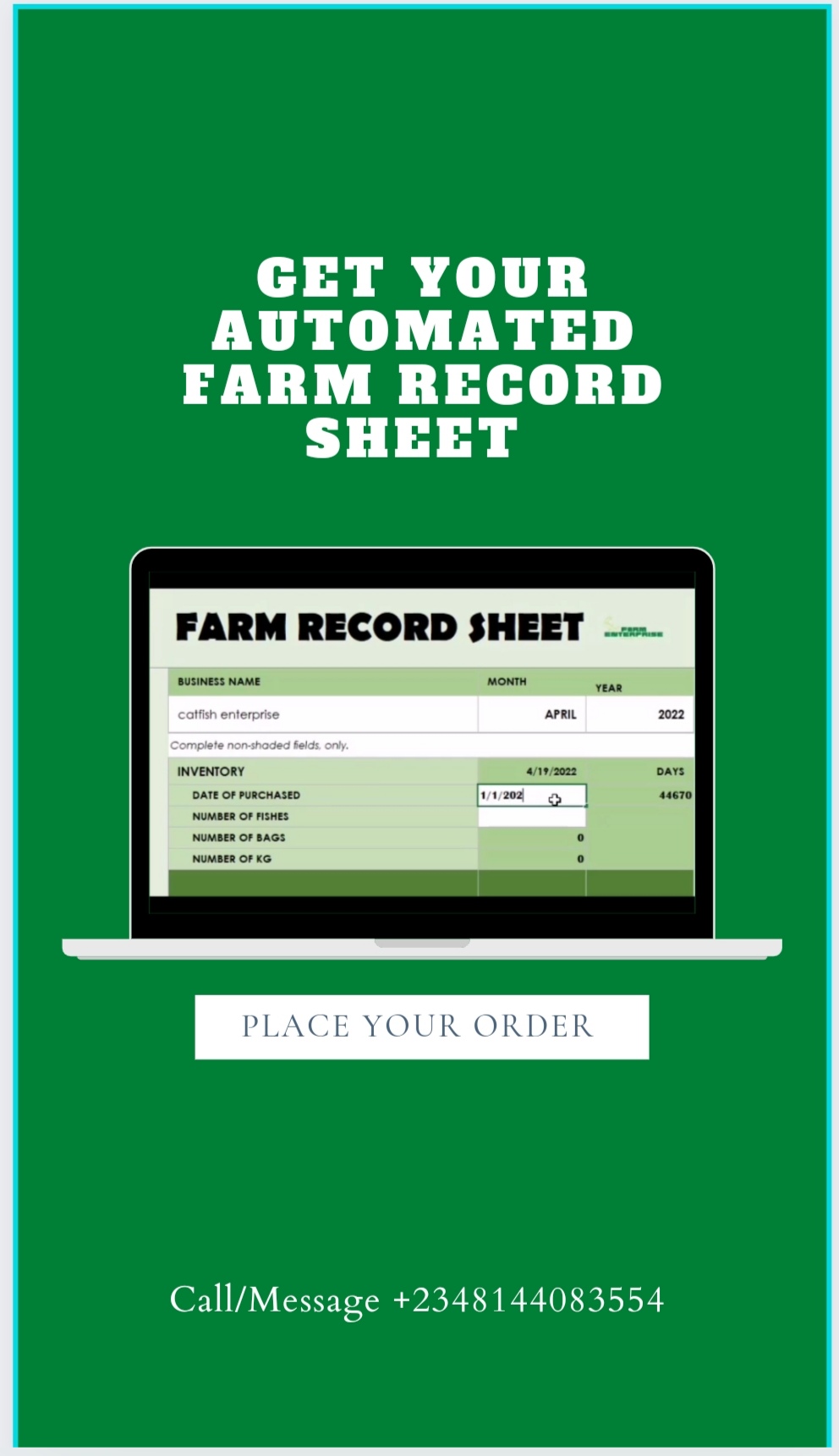 Buy Farm Record Sheet by Odoemenam Chukwuma on Selar.co
