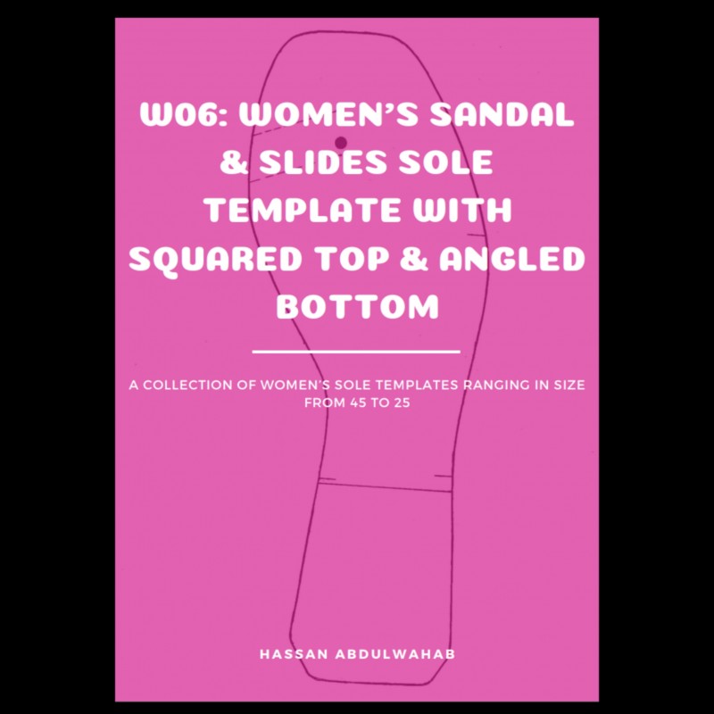 W06: Women's Sandal & Slides Sole Template with Squared Top & Angled Bottom
