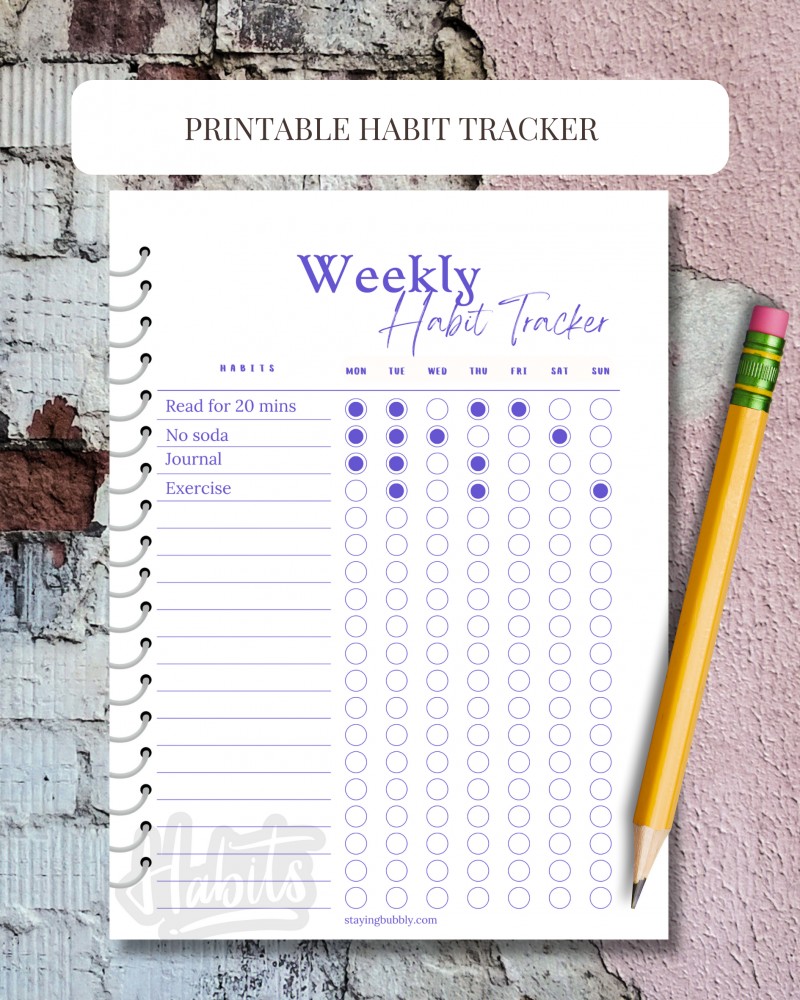 Printable Habit Tracker (Blue)