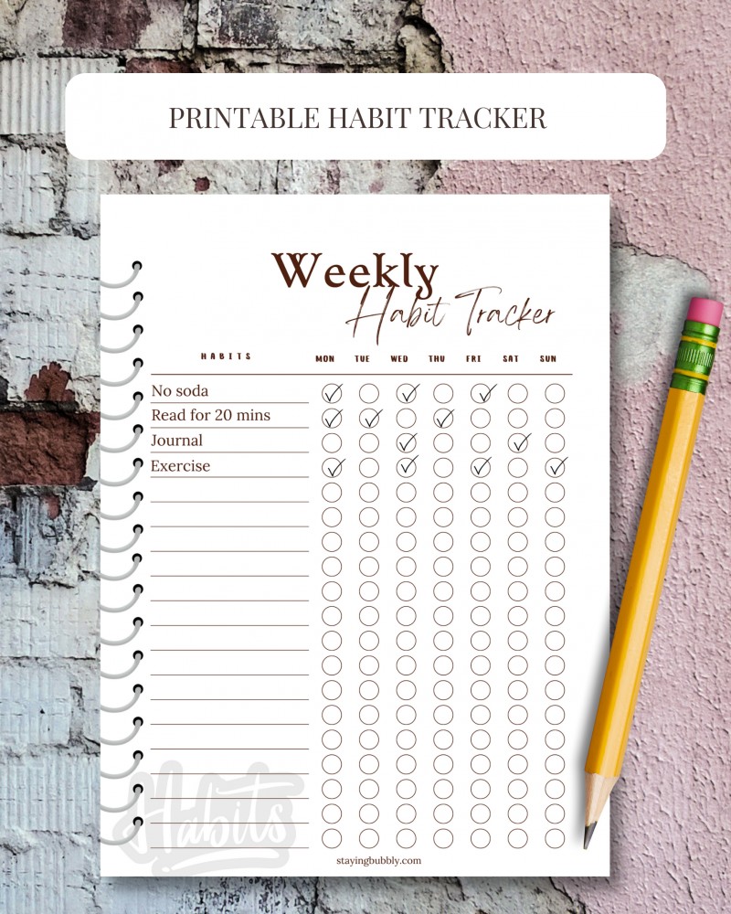 Printable Weekly Habit Tracker (Brown)
