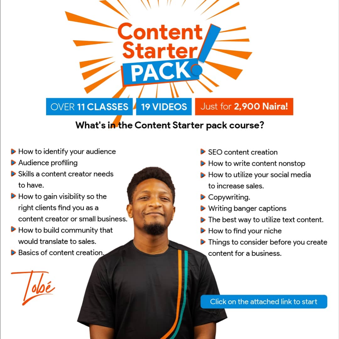 Buy Content Starter Pack By Tobe Oforji On Selar Co