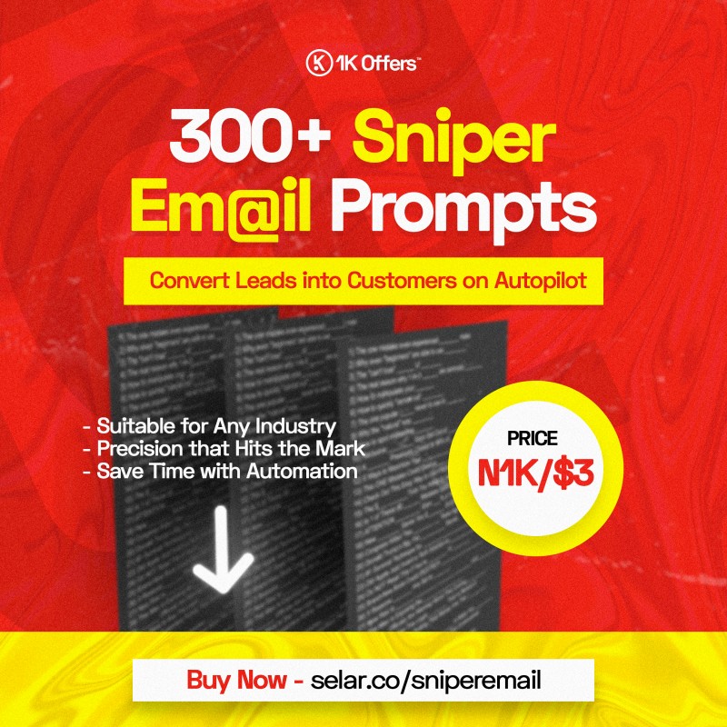 Buy 300  Sniper Email Prompts by 1k Offers on Selar co