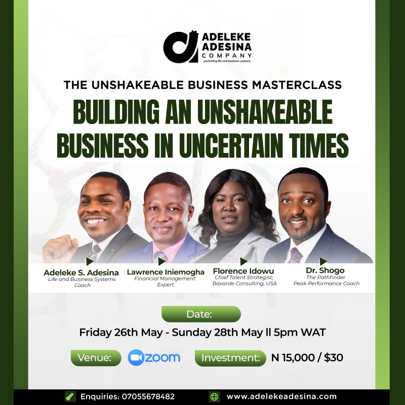 THE UNSHAKEABLE BUSINESS MASTERCLASS(DISCOUNTED OFFER)