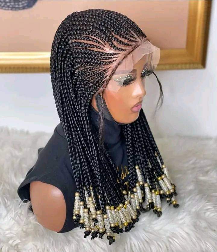 All back beaded frontal wig