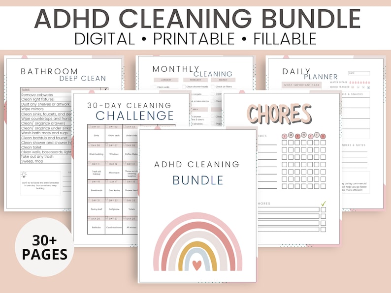 Buy ADHD/ Neurodivergent Cleaning Checklists, Weekly House Chores, Clean Home Routine, Monthly Cleaning List, Printable Home Cleaning Planner by Adesina Tolani on Selar for Free Printable Adhd Cleaning Checklist