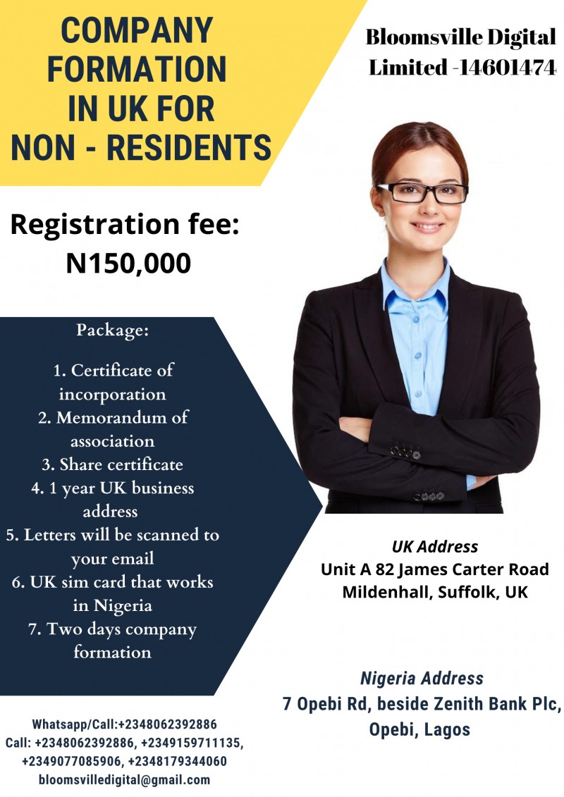 Buy NonResident Company Formation in UK by Bloomsville Digital on Selar.co