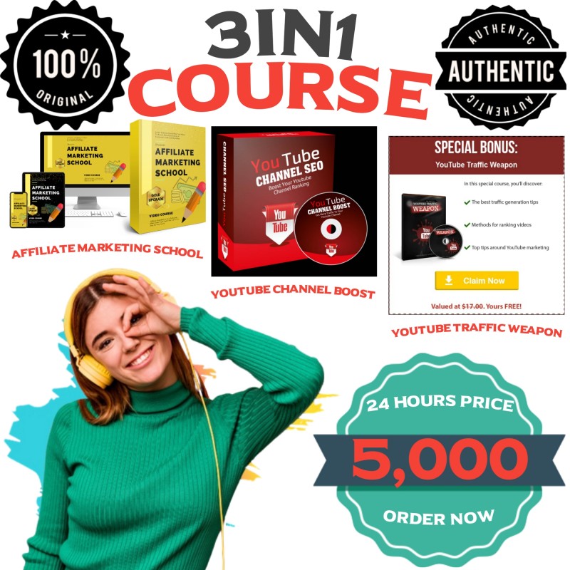3in1 course affiliate marketing school, youtube channel boost, youtube traffic weapon