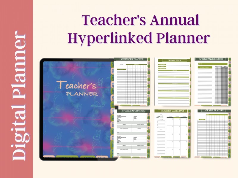 Hyperlinked Annual Digital Teacher's Planner | iPad/Tablet Friendly