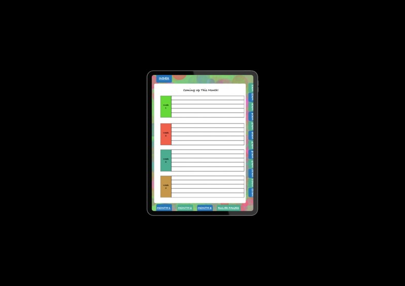 Hyperlinked Digital Family Management Planner | Monthly Overview, Meal Planner, Notes