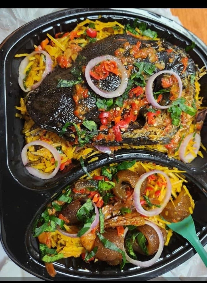 Abacha and seasoned fish