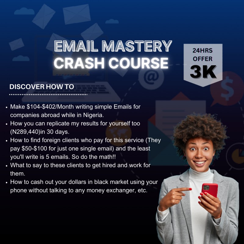 EMAIL MASTERY CRASH COURSE (make $50 - $100 Daily writing simple emails for company abroad)