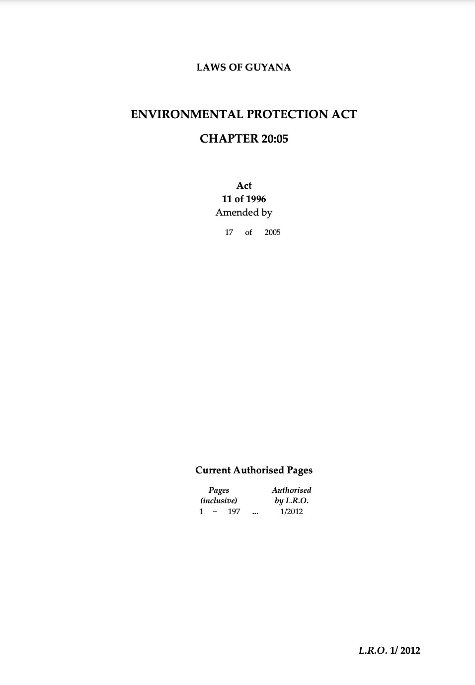 Environmental Protection Act Cap 20:05