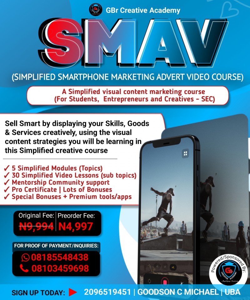 Simplified Smartphone Marketing Advert Video Course (SMAV COURSE)