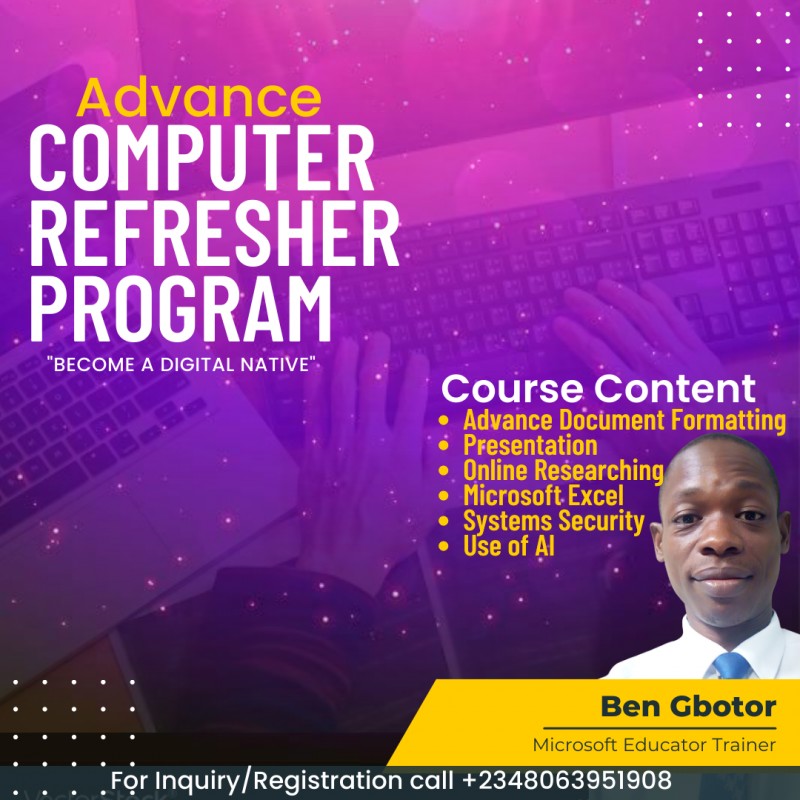 Buy ADVANCE COMPUTER REFRESHER PROGRAM by Gbotor Ben on Selar