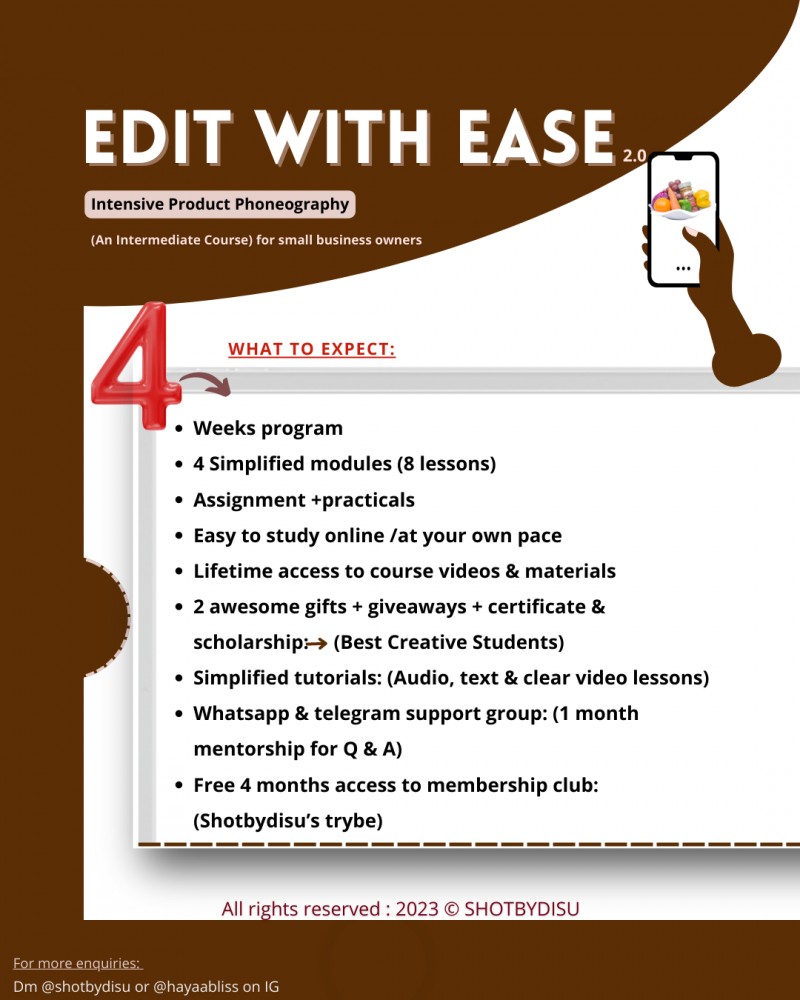 EDIT WITH EASE  (Intermediate course for small business owners)