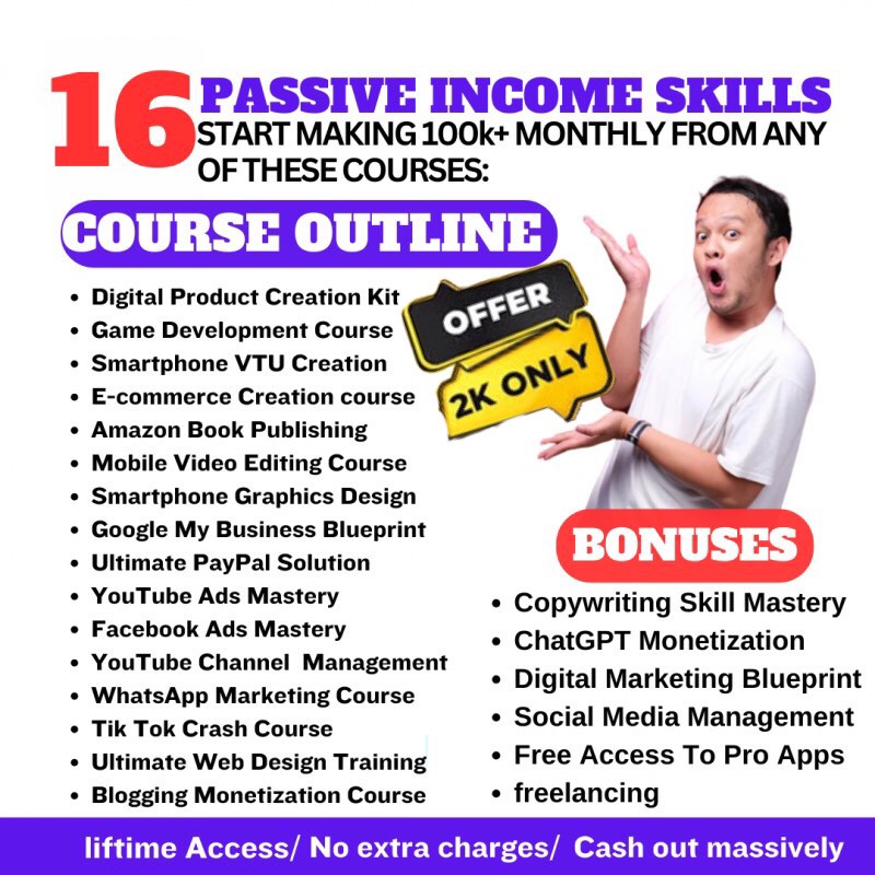 Buy 16 PASSIVE INCOME SKILLS COURSES by Isaac’s Digital on Selar