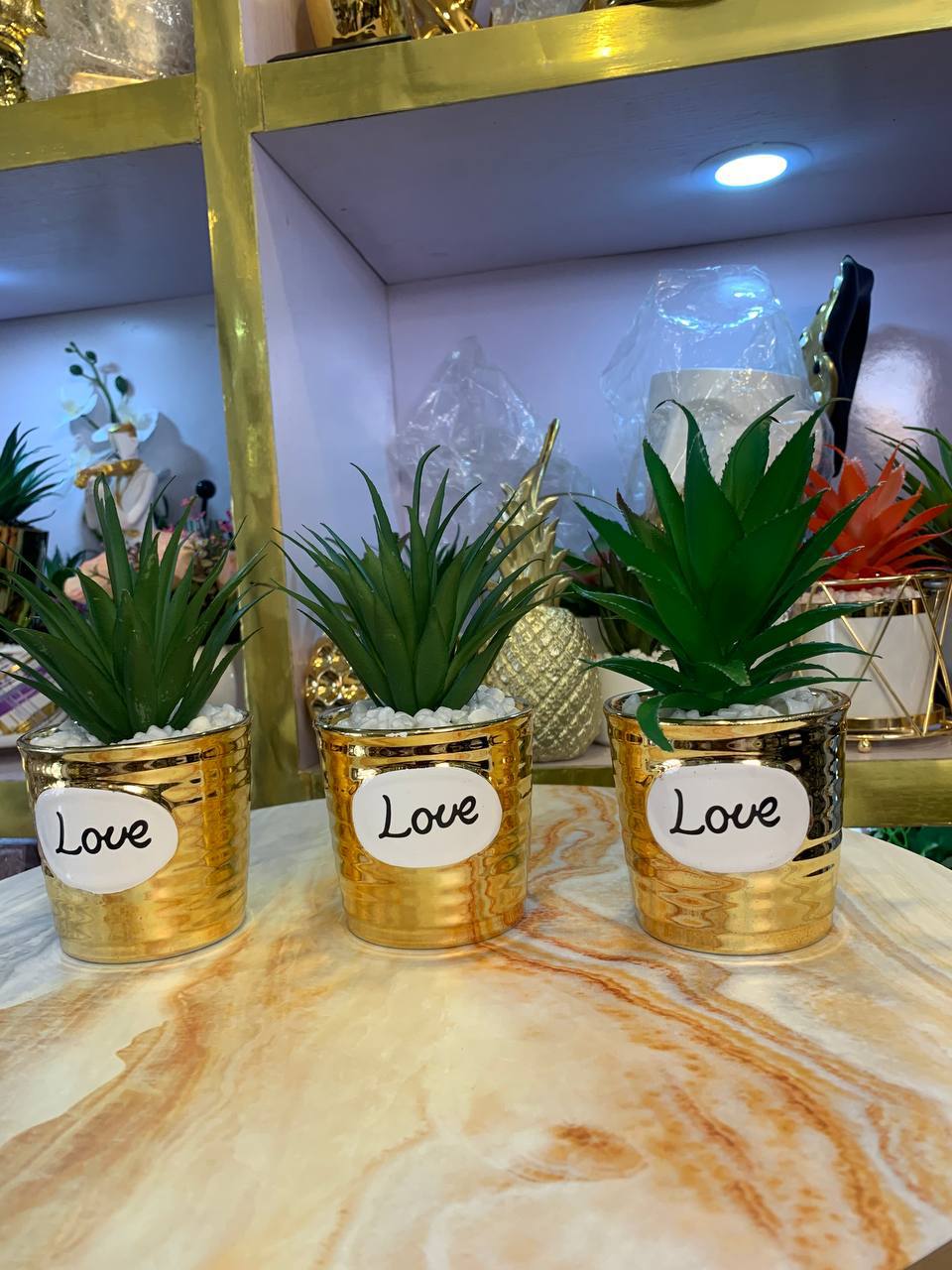 Gold love pot flower