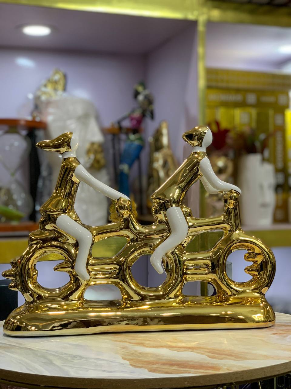 Riding bicycle ornament