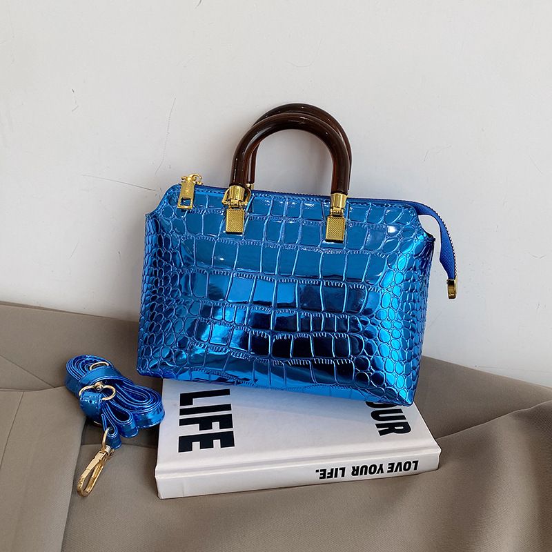 Patent Leather Handbags Designer Female Crocodile Pattern Shoulder Bags Green Blue Crossbody Bag Messenger Bag