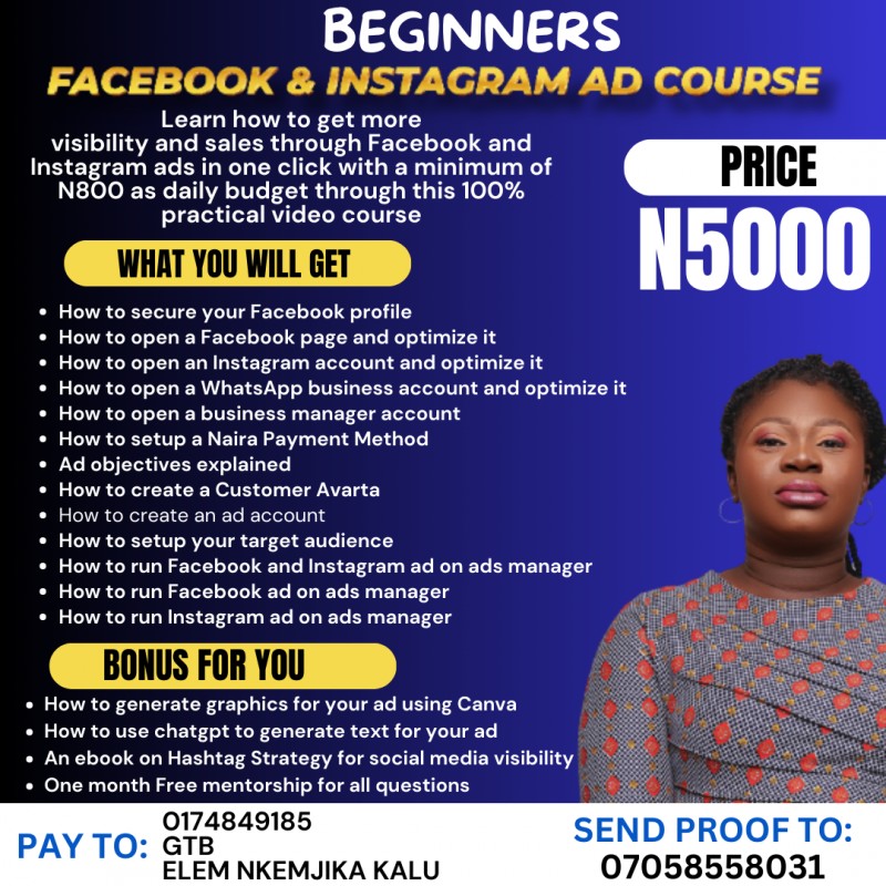 Beginners Facebook and Instagram ads Course