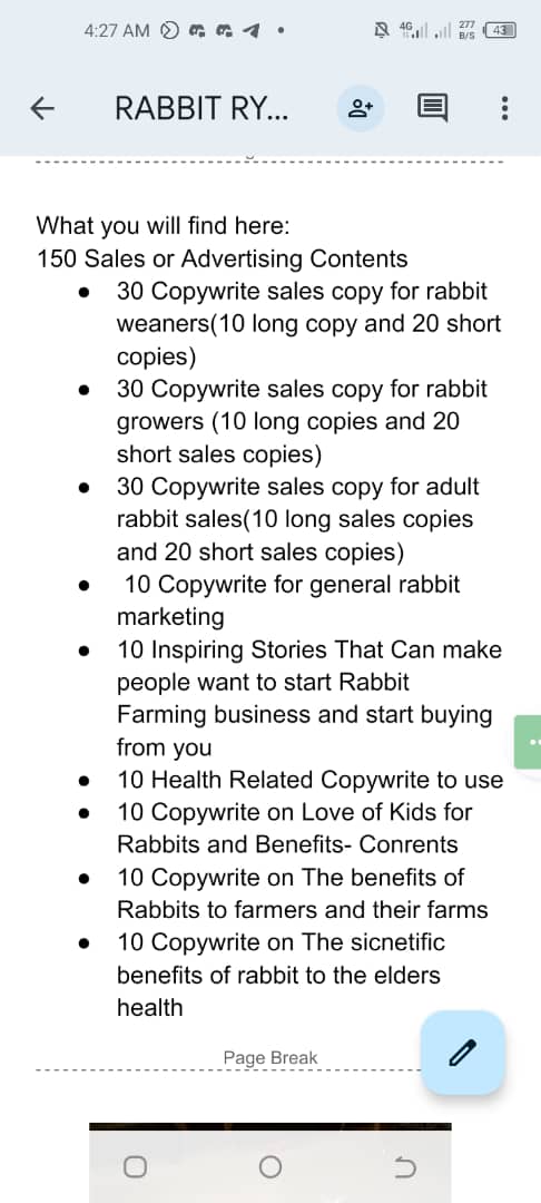 RABBIT RYTHM 150 SALES COPY(COPY AND PASTE TO ADVERTISE YOUR RABBITS
