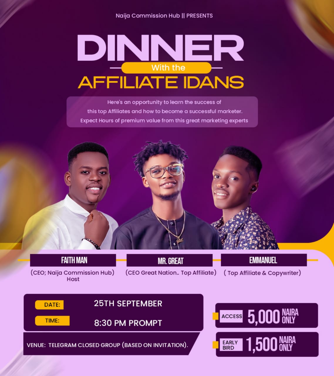 DINNER WITH THE AFFILIATE IDANS
