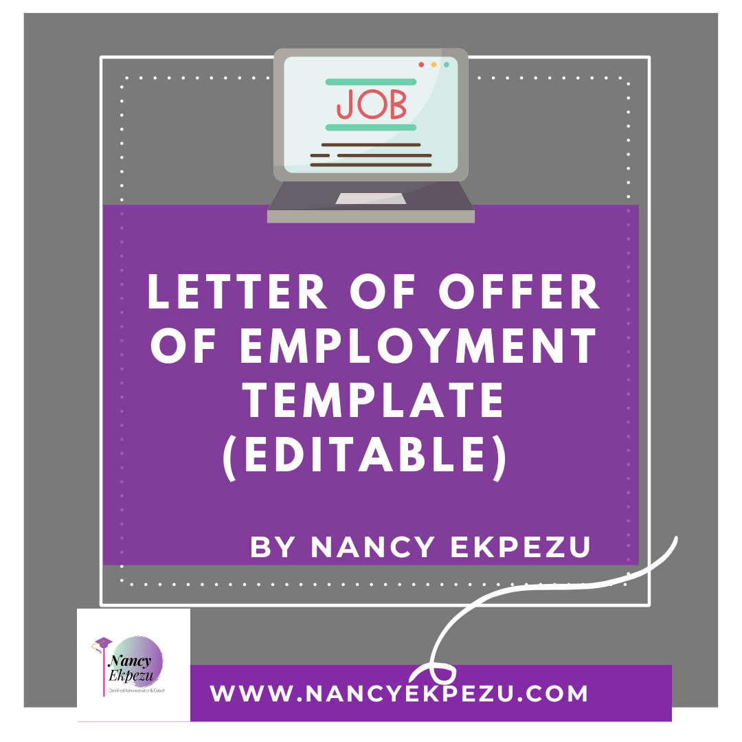 LETTER OF OFFER OF EMPLOYMENT TEMPLATE (EDITABLE)