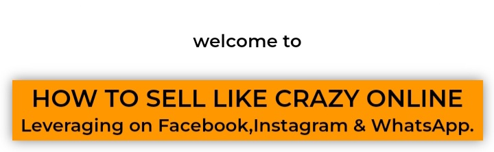 HOW TO SELL LIKE CRAZY ONLINE Leveraging on Facebook,Instagram & WhatsApp.