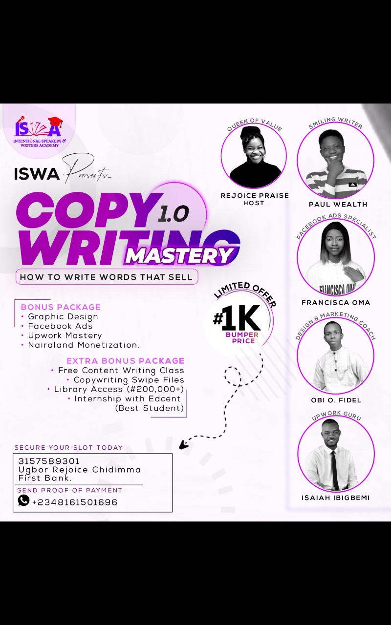 Buy Copywriting Mastery 1.0 by Rejoice Ugbor on Selar
