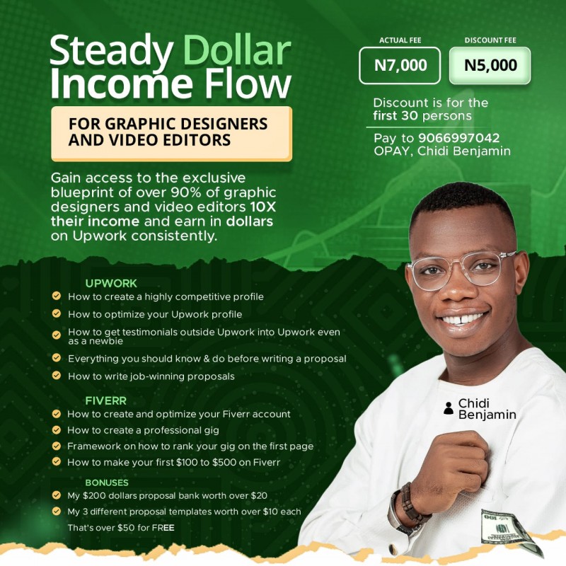 Buy Steady Income Flow For Graphic Designers & Video Editors by Chidi ...