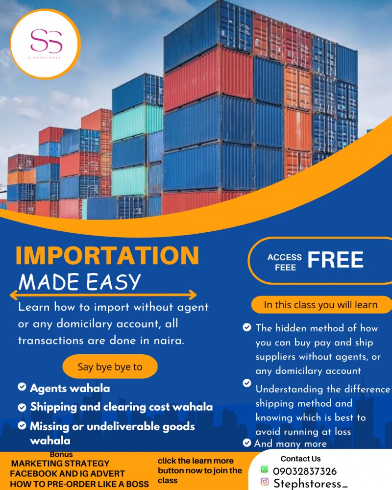 Get IMPORTATION MADE EASY CLASS by Stephanie Stephanie on Selar