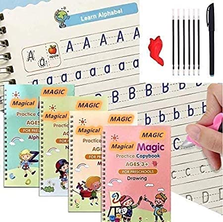 4 IN 1 Kids Magic Writing copy Book.