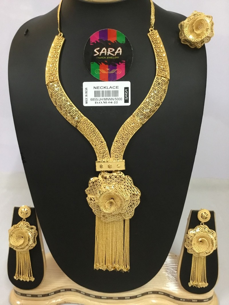 Gold-plated fancy long necklaces