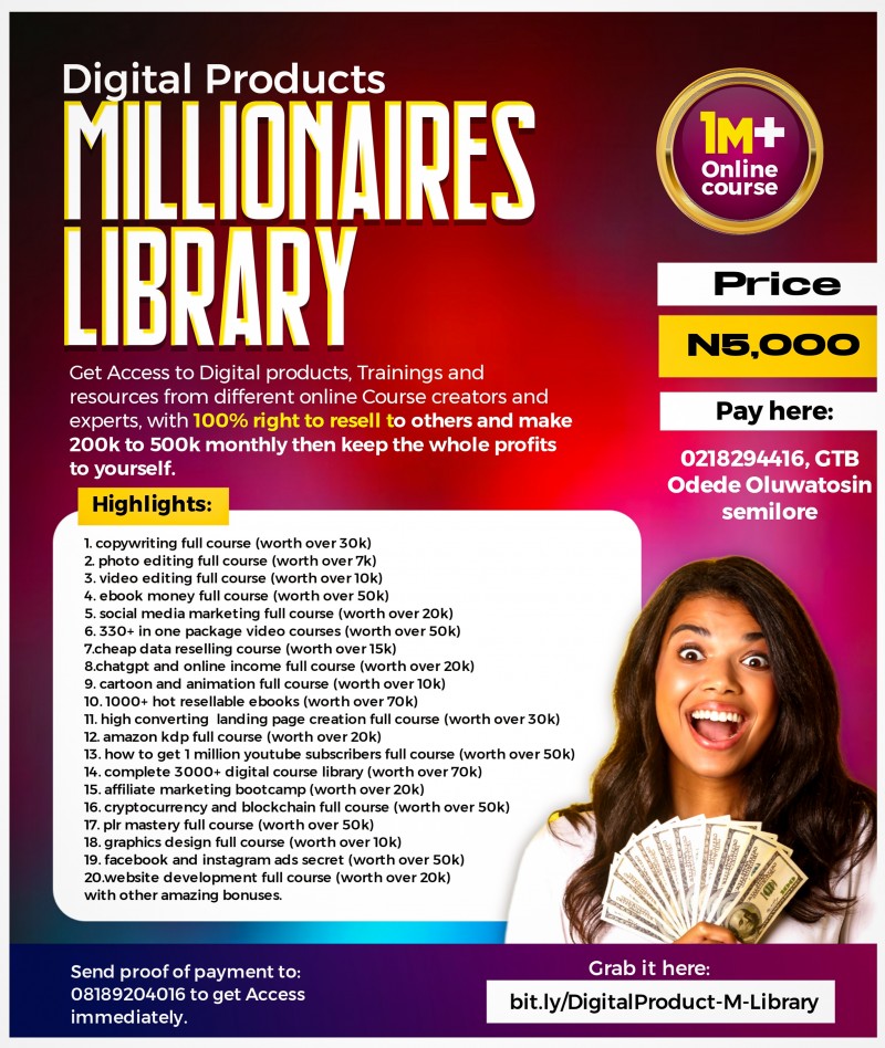 DIGITAL PRODUCTS MILLIONAIRE LIBRARY(BUY&RESELL)