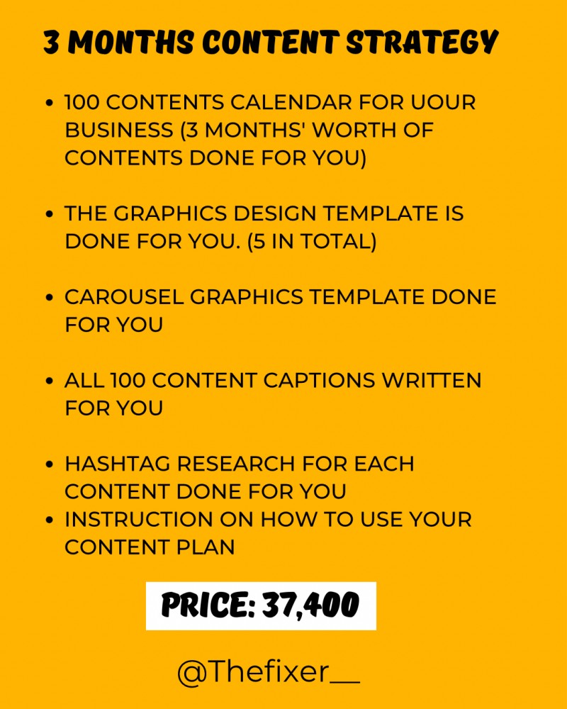 3 MONTHS CONTENTS STRATEGY