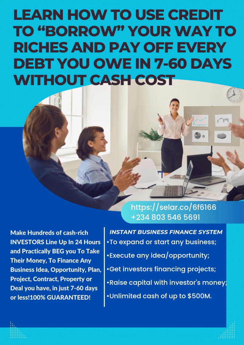 Learn How To Use Business Credit and O.P.R To “Borrow” Your Way To Riches And Pay Off Every Debt You Owe In 7-60 days Without Cash Cost