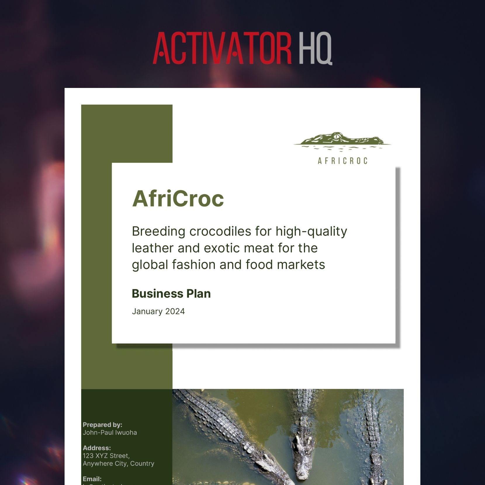 Crocodile Farm & Processor Business Plan: AfriCroc