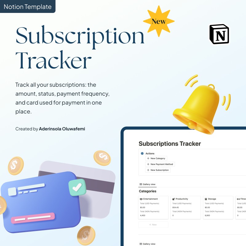 Subscriptions Tracker - Notion Template