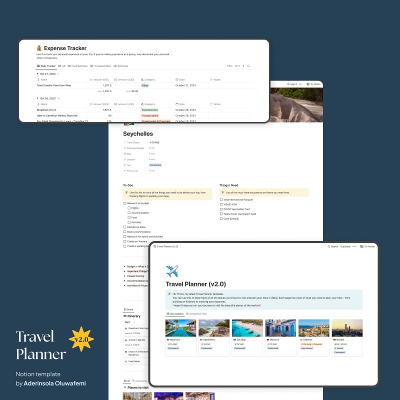Travel Planner v2.0 - Notion Template