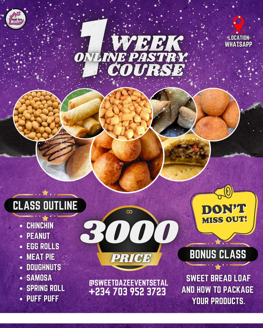 1 WEEK ONLINE PASTRY COURSE