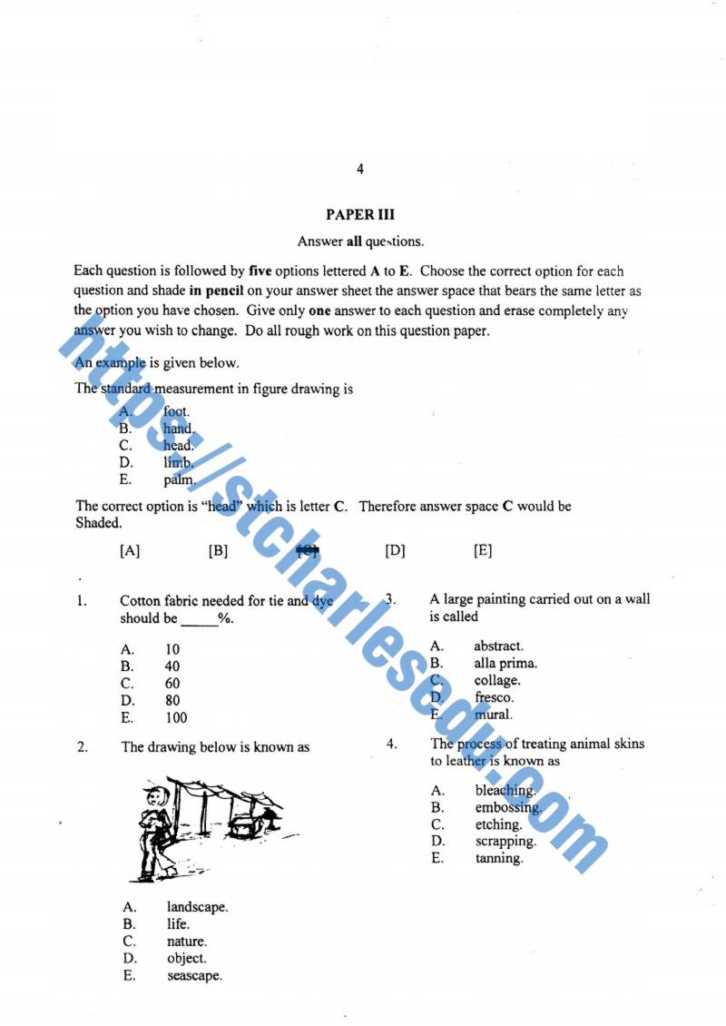 Buy NECO Visual Art Past Questions Objective, Essay, Creative Design