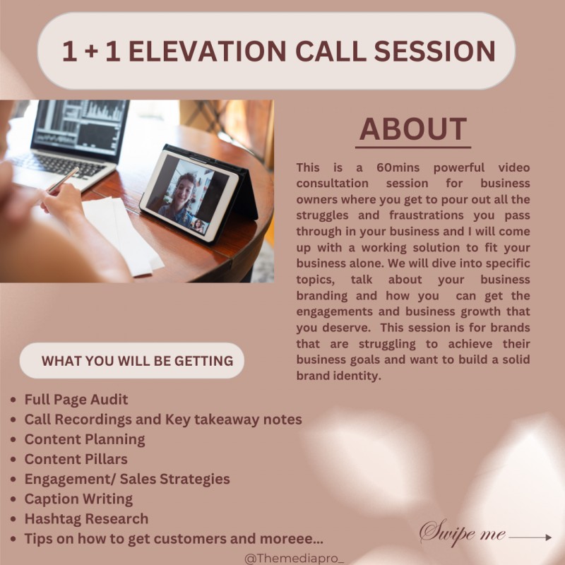 1+1 ELEVATION CALL SESSION