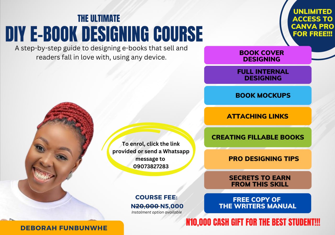 DIY E-BOOK DESIGNING COURSE (Part payment)