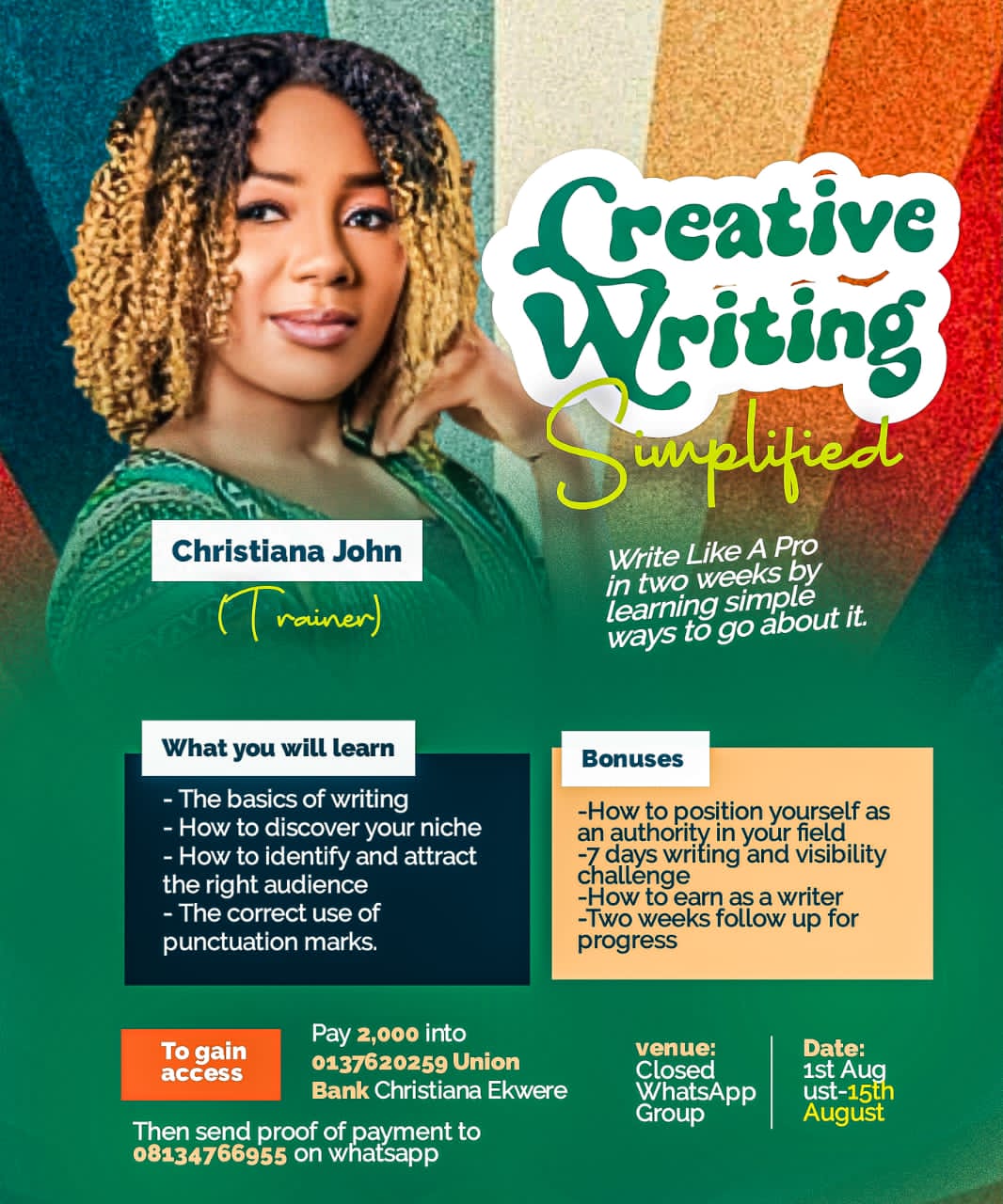 Buy CREATIVE WRITING SIMPLIFIED TRAINING by Ekwere, Christiana John on ...