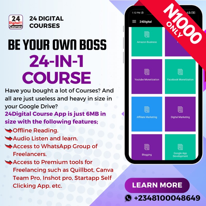 24-in-1 Course App to Start your Freelancing Business