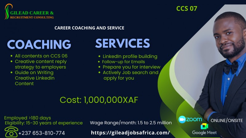 Job Searching for You (15-30 Years of Experience paying 1 million XAF in 4 installments)