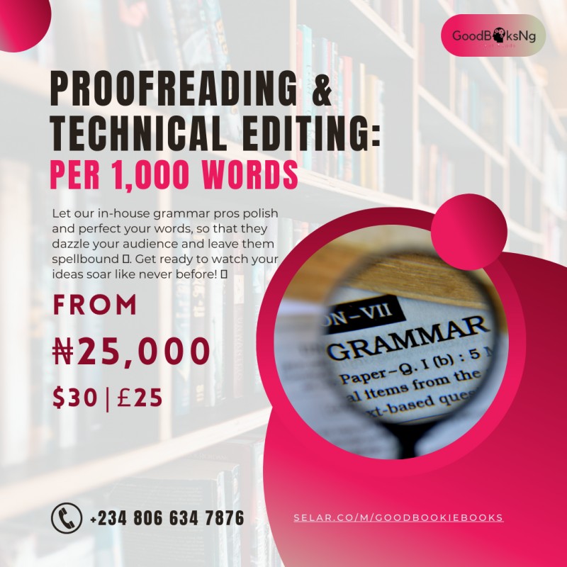 Buy Proofreading & Technical Editing: $30 per 1000 words by GoodBooksNg ...