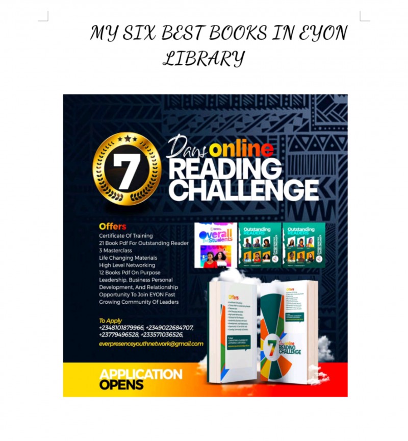 MY SIX BEST BOOKS IN EYON LIBRARY