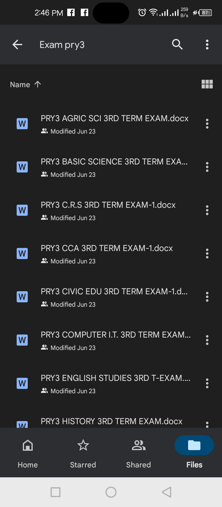 Third Term Examinations Primary 3 All Subjects