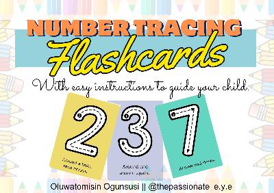 0-9 Number tracing cards with instructions